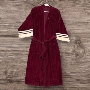 Christian Dior Robe De Chambre Burgundy Velour Wrap Robe Vintage One size Read